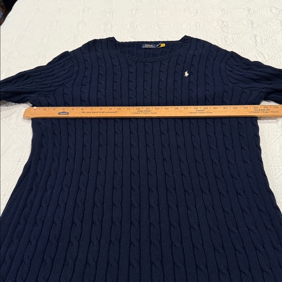 Polo by Ralph Lauren Navy Crewneck CABLE KNIT Sweater DRESS Sz XXL 100% cotton - Picture 3 of 9